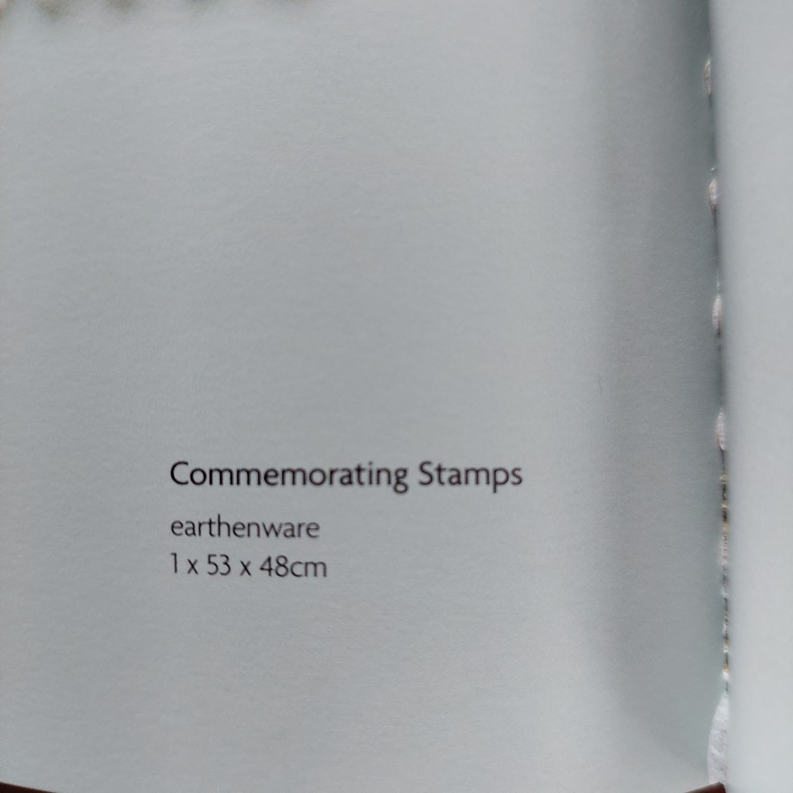 Catalogue details: Commemorating Stamps, earthenware, 1 × 53 × 48 cm.