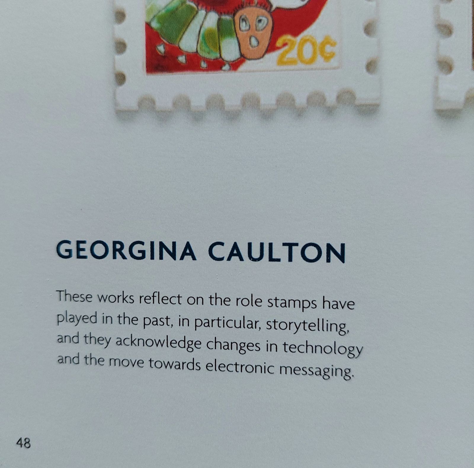 Close-up of Georgina Caulton's original artist statement on page 48.